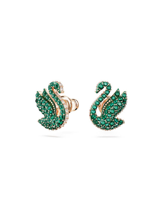 Swarovski Iconic Swan Γυναικεία Σκουλαρίκια Επιχρυσωμένα με Πέτρες