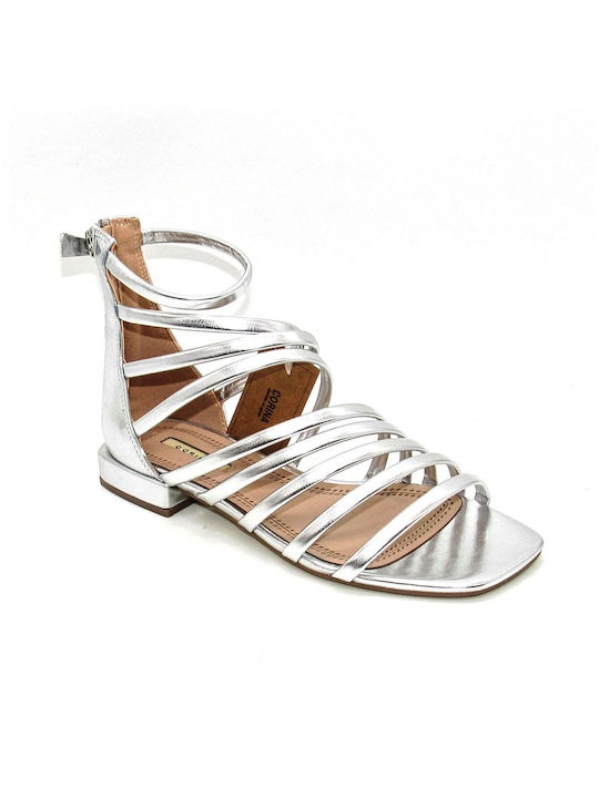 Corina Women's Flat Sandals in Silver Color