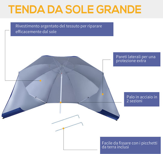 Outsunny Outsunny Beach Umbrella Diameter 2.10m Blue