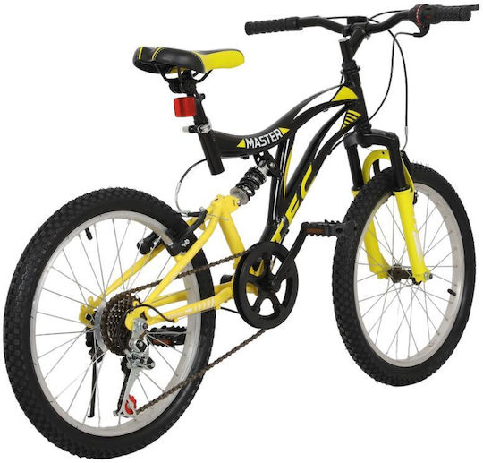 TEC Master 20’’ Black Yellow 20" Kids Mountain Bike 6 Gears Black