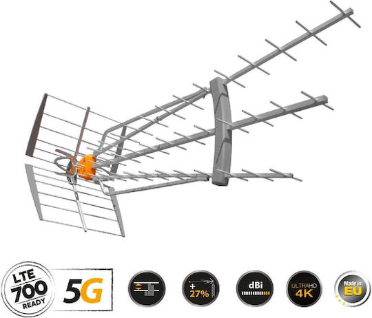 Televes DAT-45 T-Force 5G LTE HD BOSS (21-48) 149921 12-00-0025 Outdoor TV Antenna (Does not Require Power Supply) Orange