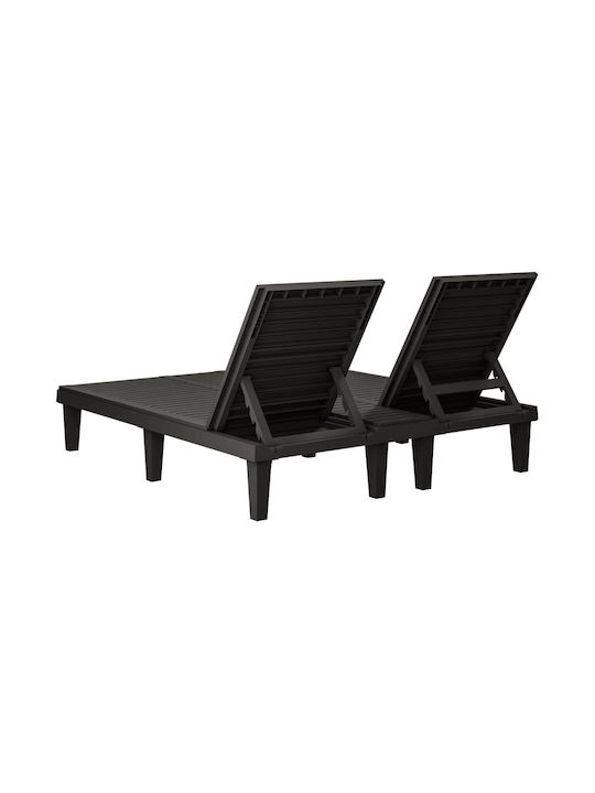 Șezlong Krepă Dublu Plastic Negru 155x138x83cm