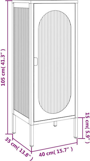 vidaXL Wohnzimmer Vitrine aus Metall mit Verglasung Schwarz 40x35x105cm