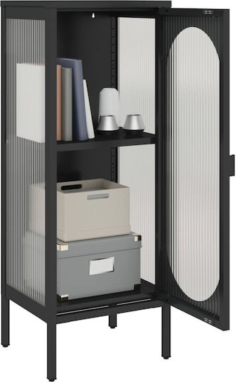 vidaXL Wohnzimmer Vitrine aus Metall mit Verglasung Schwarz 40x35x105cm