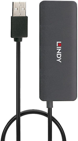 Lindy USB-Hub 4 Anschlüsse USB 2.0 mit USB-A Anschluss Grau