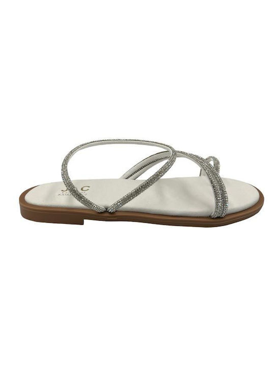 Elenross Women's Flat Sandals in White Color