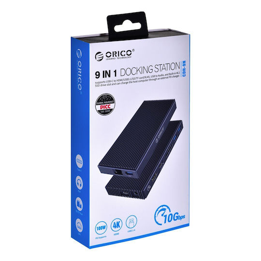 Orico 9in1 + SSD Enclosure USB-C Docking Station mit HDMI 4K Ethernet Schwarz