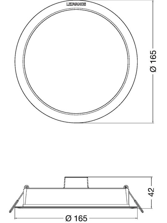 Ledvance Στρογγυλό Χωνευτό LED Panel 13W με Φυσικό Λευκό Φως 4000K 16.5εκ.