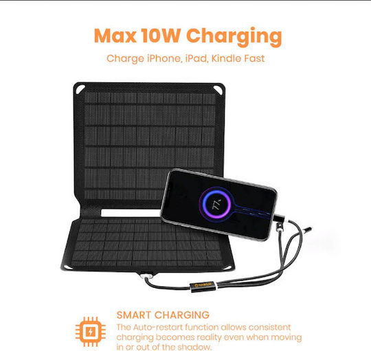 Flexsolar Αναδιπλούμενο Ηλιακό Panel Φορτιστής 10W με USB Output (Φορητών Συσκευών) (FLC-E2-050100-1)