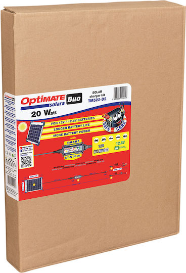 Tecmate Optimate Solarbatterieladegerät 20W Wiederaufladbare Batterien Autobatterien TM522-D2