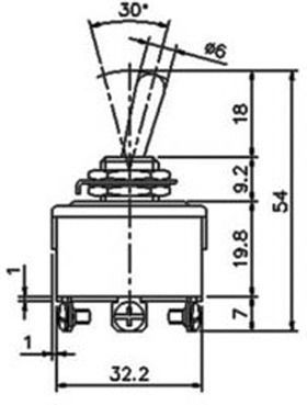 On-Off Toggle Switch Double Pole 6p 15a/250v T-1330 Cntd