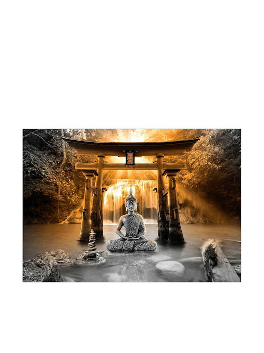 Autocolantă Fototapet de Perete Buddha Smile Portocaliu L98xW70cm