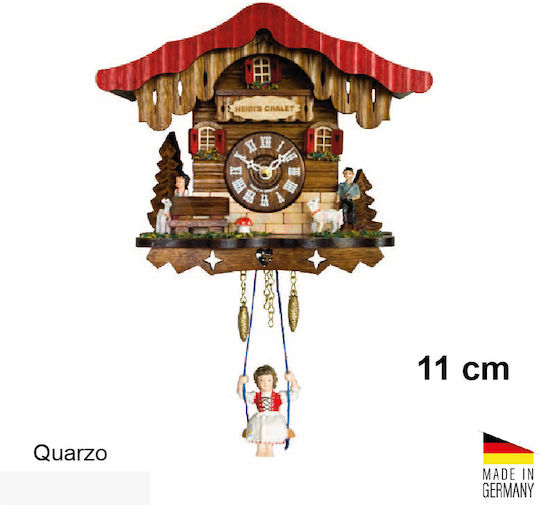 Antikes Wanduhr Hölzernes Mit Pendel Braun 11x19cm