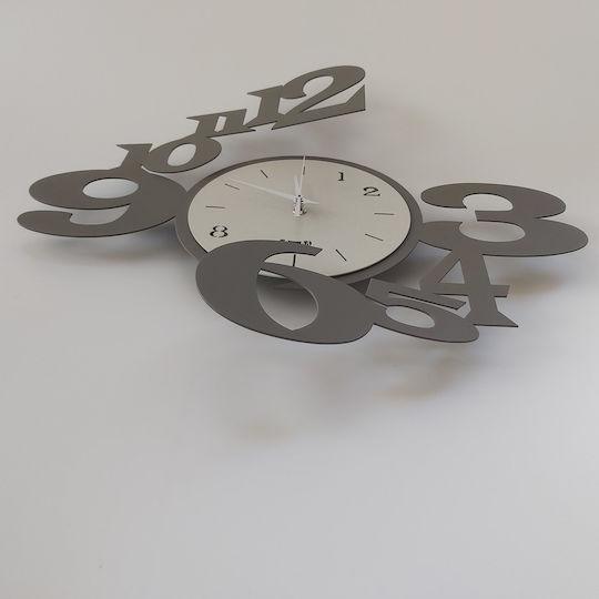 Arti E Mestieri 3D Ρολόι Τοίχου Μεταλλικό Γκρι Ø40cm
