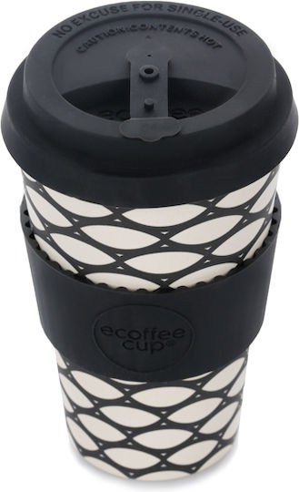 Ecoffee Cup Cană Bambus cu Capac Neagră 400ml