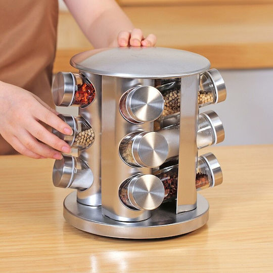 Spice Spice Jar Glass with Stand Silver 12pcs