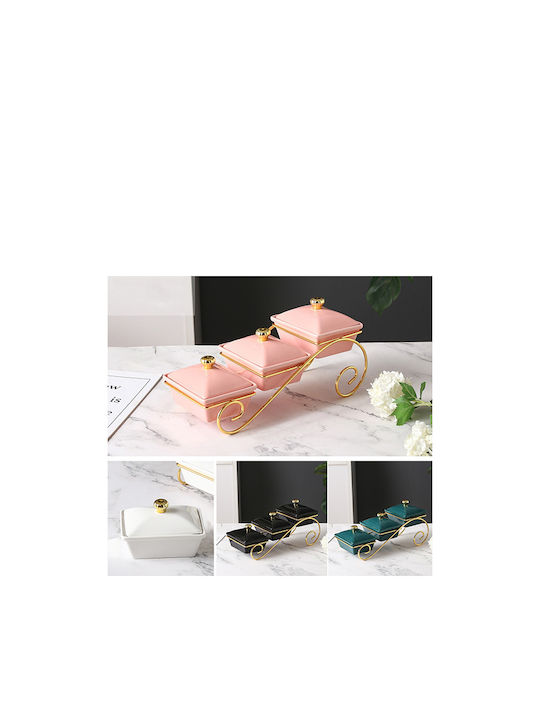 Keskor Metalic Platou pentru aperitive 3 Locuri cu Suport Neagră L14xl34xH15cm 1buc