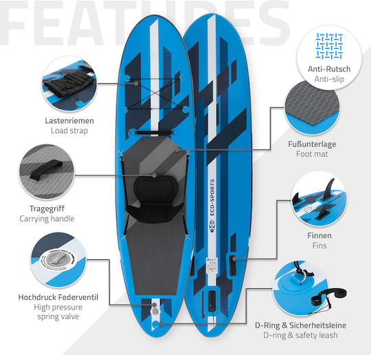 EDC Stand Up Дъска SUP с Дължина 3.2m Син