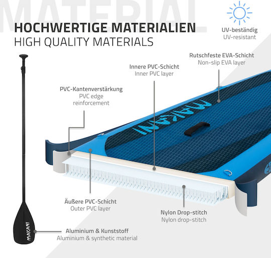 ECD Germany Makani Inflatable SUP Board with Length 3.2m Blue