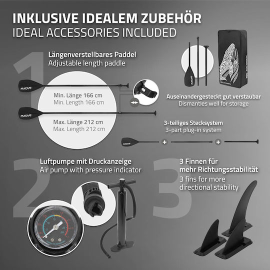 EDC Makani Inflatable SUP Board with Length 3.2m Black