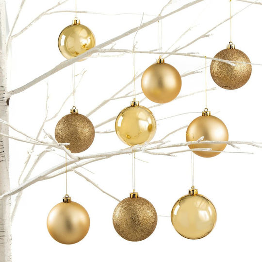 Hanging Ball Ornament Ornament Plastic Yellow Set 34pcs
