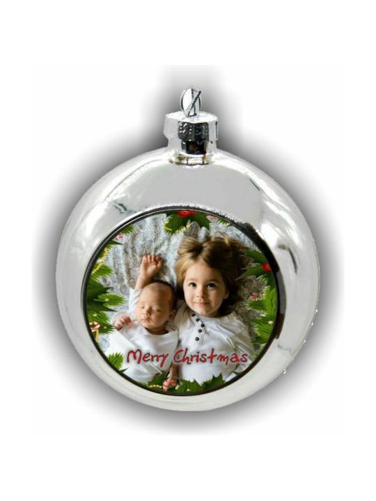 Hängendes Kugel Ornament Ornament Glas Silber 8cm