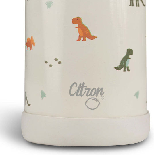 Citron Kids Water Bottle Thermos Dinosaur Stainless Steel with Straw Non Spill 350ml CIT-96199