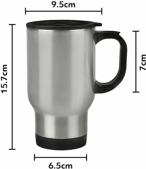 Koupakoupa Stainless Steel Thermos Bottle 450ml Silver with Handle