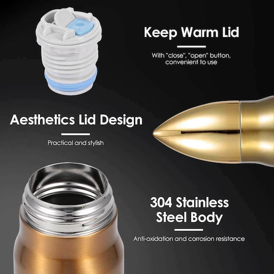 Giftland Glass Thermos Stainless Steel 500ml Gold