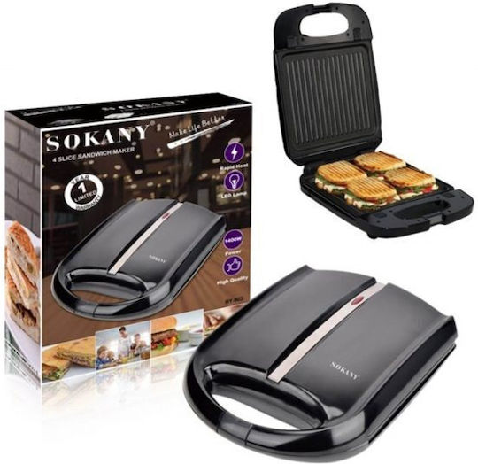 Sokany HY-903 Sandwichmaker für for 4 Sandwiches Sandwiches 1400W Schwarz