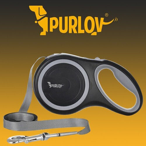 Purlov Klappbar Hundeleine/Führleine Riemen in Schwarz Farbe 5m bis zu 15kg