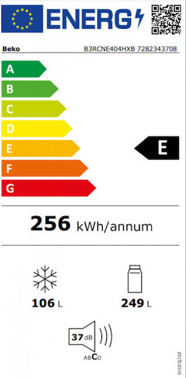 Beko Combină frigorifică 355lt NoFrost Î203.5xL59.5xA66.3cm. Inox B3RCNE404HXB