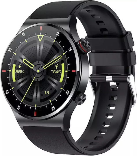 Microwear QW33 46mm Smartwatch with Heart Rate Monitor (Black Steel)