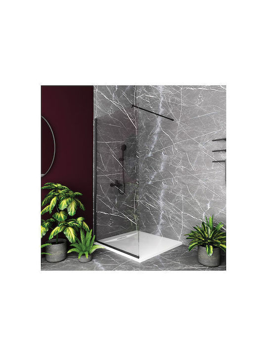 Orabella Serena Duschwand für Dusche 60x185cm Sauberes Glas Schwarz Matt