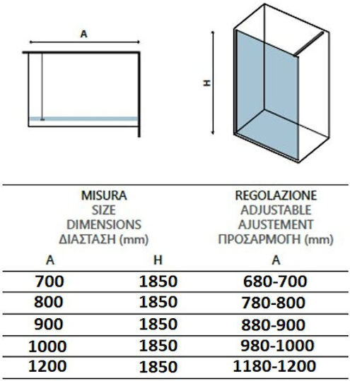 Orabella Serena Shower Screen for Shower 60x185cm Clean Glass Black Matt