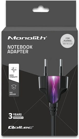 Qoltec Универсален Зарядно за лаптоп 65W 19V 3.42Спецификация с Отделяем Кабел за Захранване