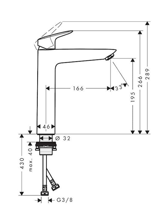 Hansgrohe My Αναμεικτική Μπαταρία Νιπτήρα Ψηλή Ασημί
