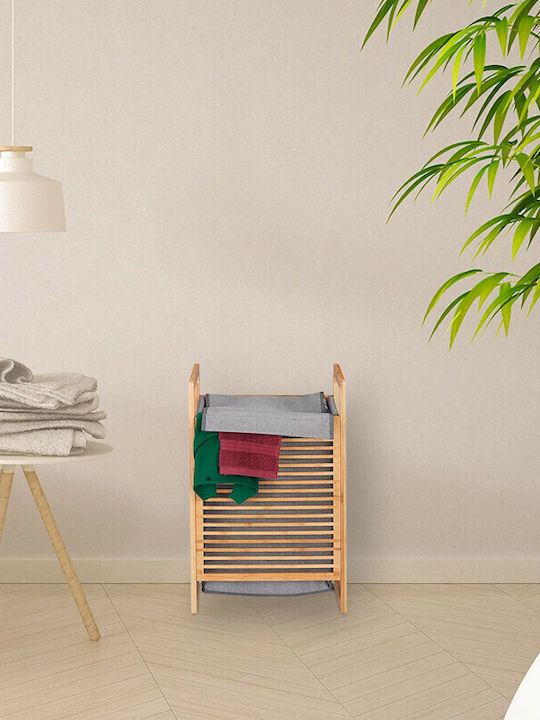 Relaxdays Wäschekorb Bamboo 6lt Grau
