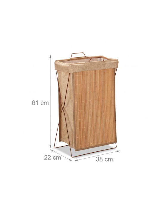 Relaxdays Coș De Rufe Din Bambus Pliabil 40lt Cu Capac 38x22x61cm Maro