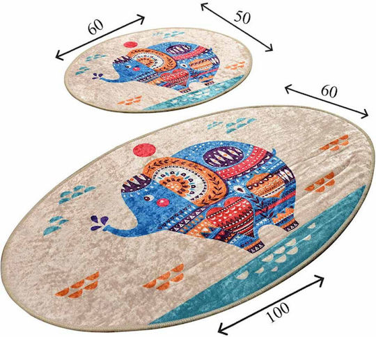 Chilai Home Non-Slip Bath Mats Set Oval 359CHL2395 Multicolour 2pcs
