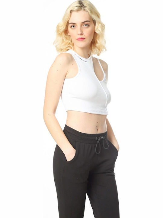 Women's Crop Top Cotton Sleeveless White
