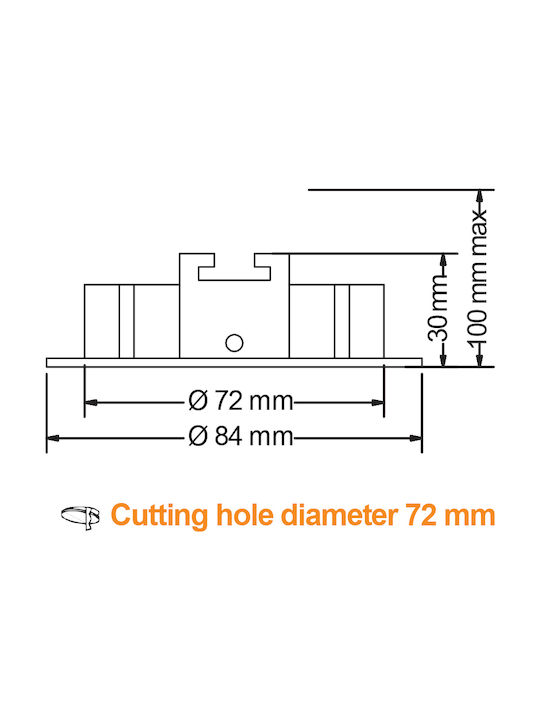 KT Lighting Στρογγυλό Μεταλλικό Χωνευτό Σποτ με Ντουί GU5.3 Μαύρο 1τμχ