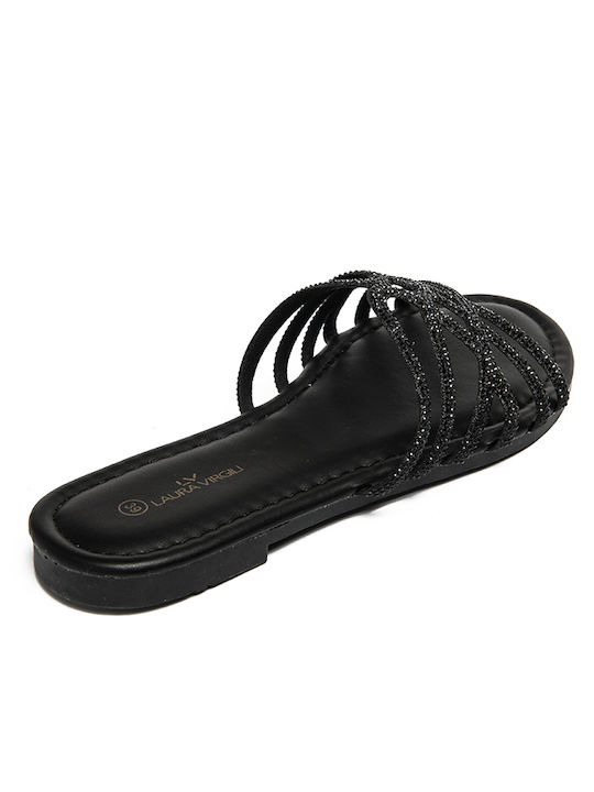 Laura Virgili Women's Flat Sandals in Black Color