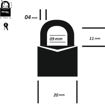 Bronz Lăcăt Încuietoare Shackle cu cheie 20mm 2buc