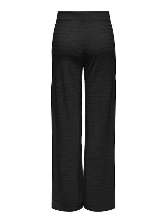 Only Damen Stoff Palazzo-Hose mit Gummizug in Weiter Linie Schwarz