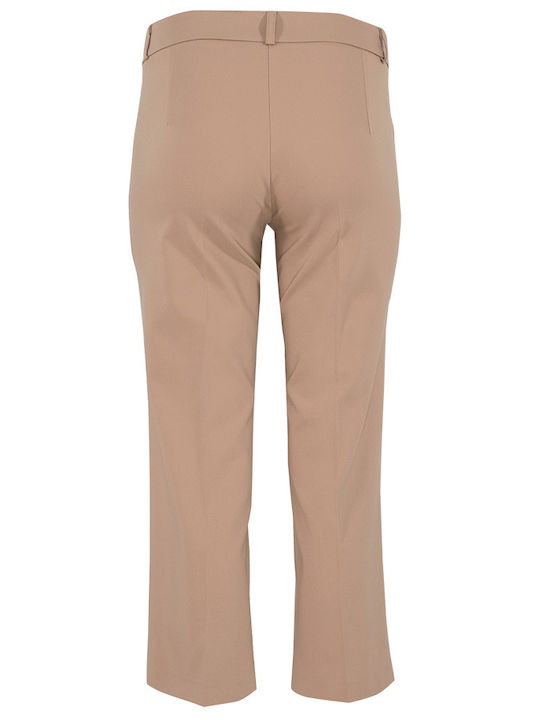 Pirouette Women's Cotton Capri Trousers in Slim Fit Brown