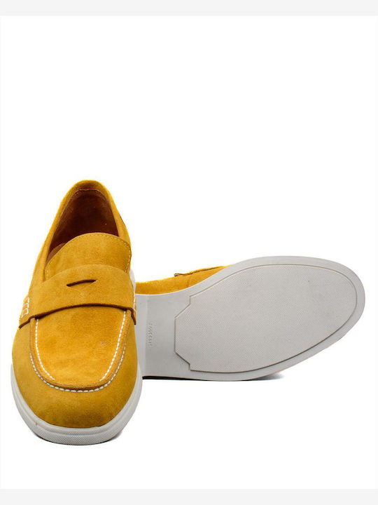 Δερμάτινα Ανδρικά Loafers σε Κίτρινο Χρώμα