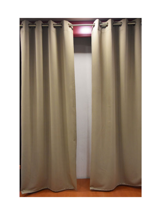 Decotelia Κουρτίνα Συσκότισης με Τρουκς Μπεζ 140x260εκ.