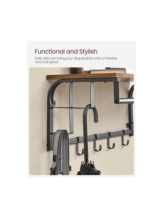 Vasagle Metal Wall Hanger 5 Hooks Brown 80x30x27cm