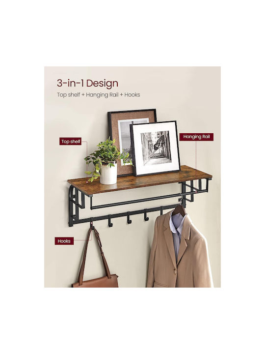 Vasagle Metal Wall Hanger 5 Hooks Brown 80x30x27cm